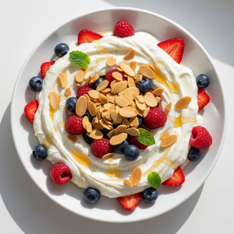 Greek Yogurt Protein Parfait with Berries and Almonds