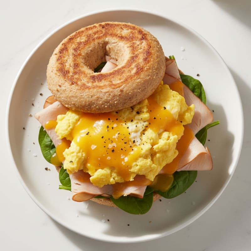 Golden Pan-Fried Egg and Cheesy Bagel