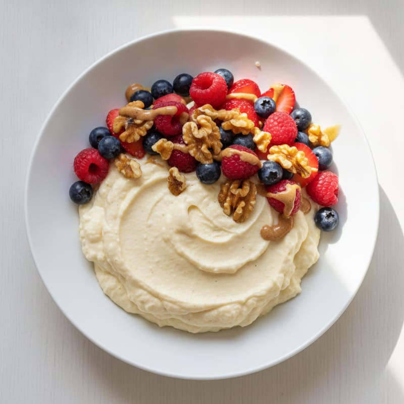 Silky Cottage Cheese Protein Pudding with Mixed Berries