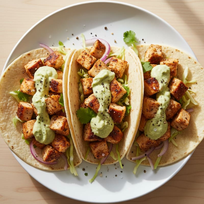 Chicken Street Tacos with Avocado Crema