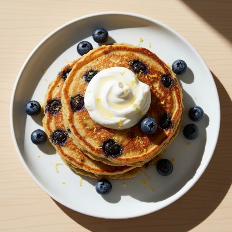 Blueberry Ricotta Pancakes with Lemon Zest