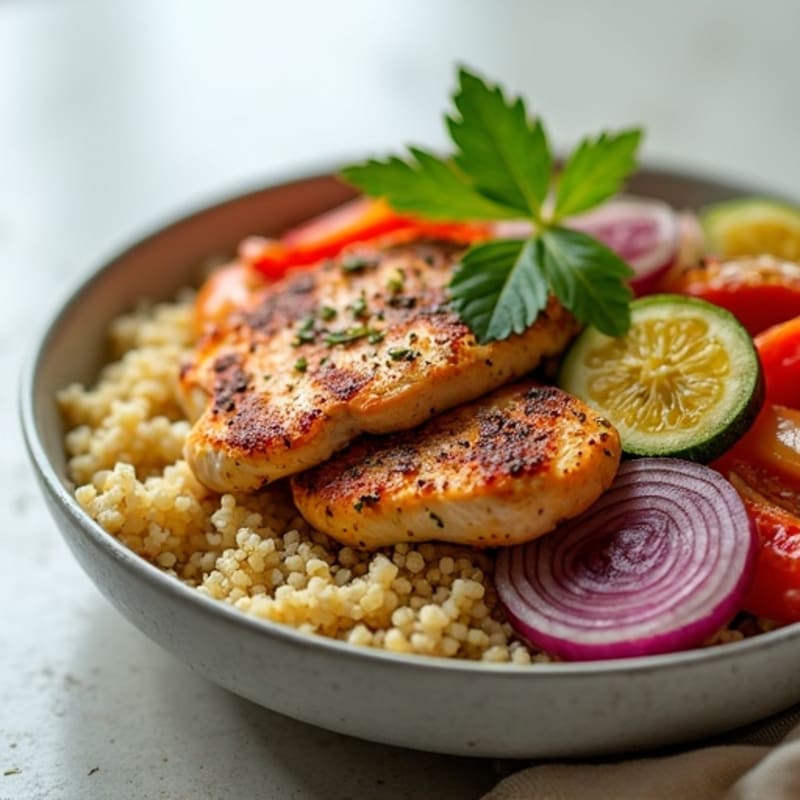 Herb-Spiced Chicken Shawarma Bowl with Roasted Vegetables