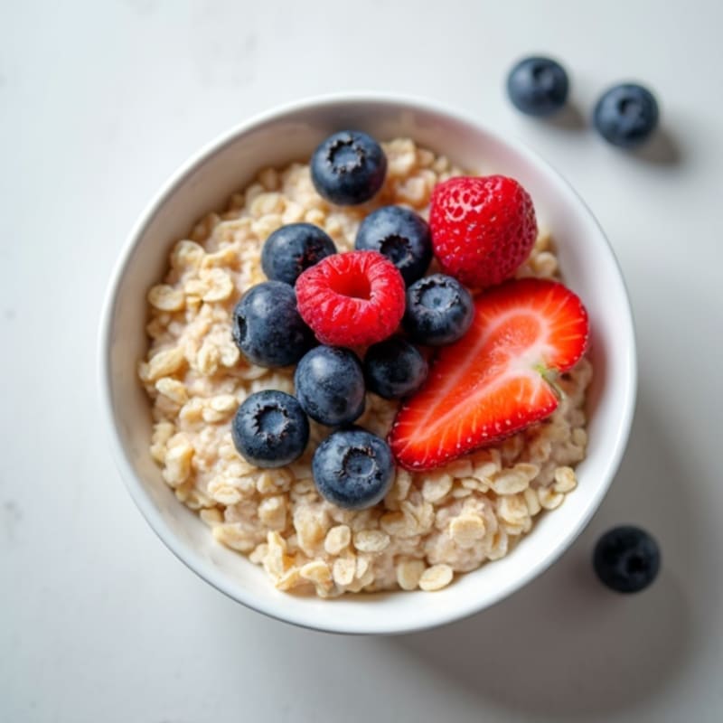 Fluffy Protein Oatmeal with Fresh Berries