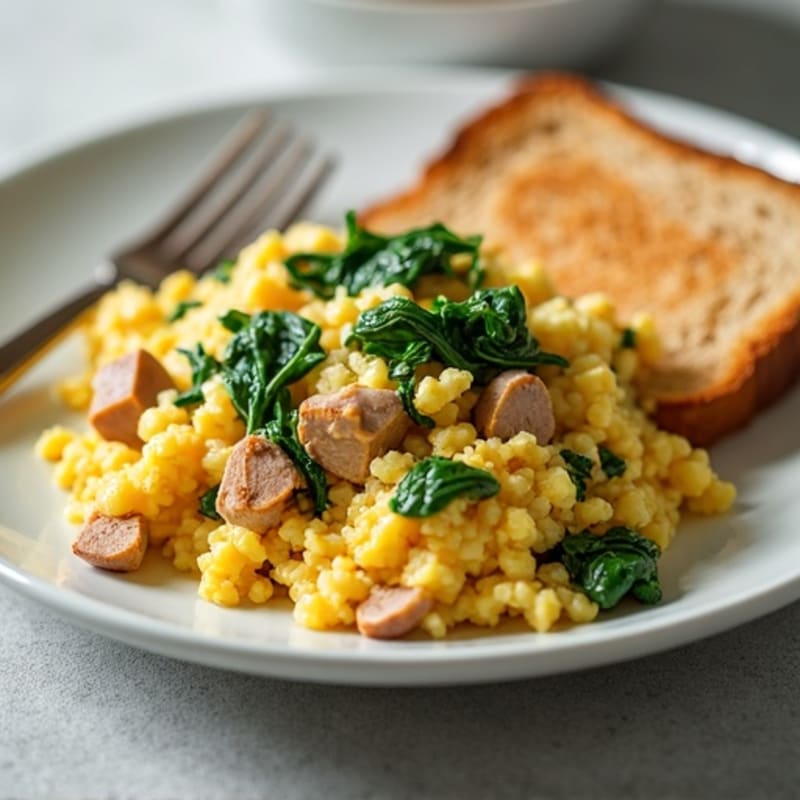 Egg White and Smoked Turkey Scramble with Spinach