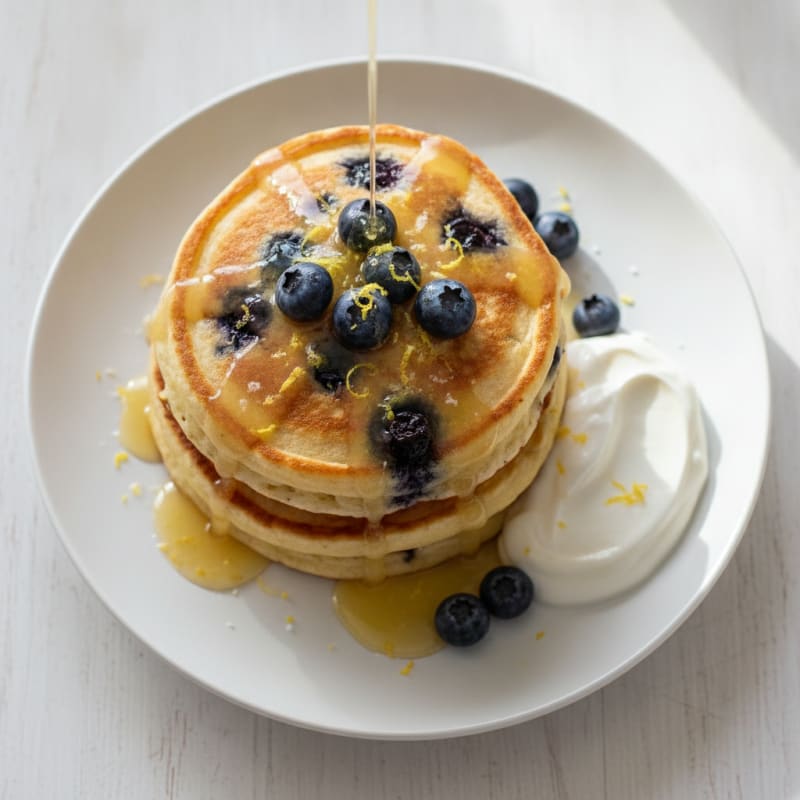 Blueberry Ricotta Pancakes with Lemon Zest