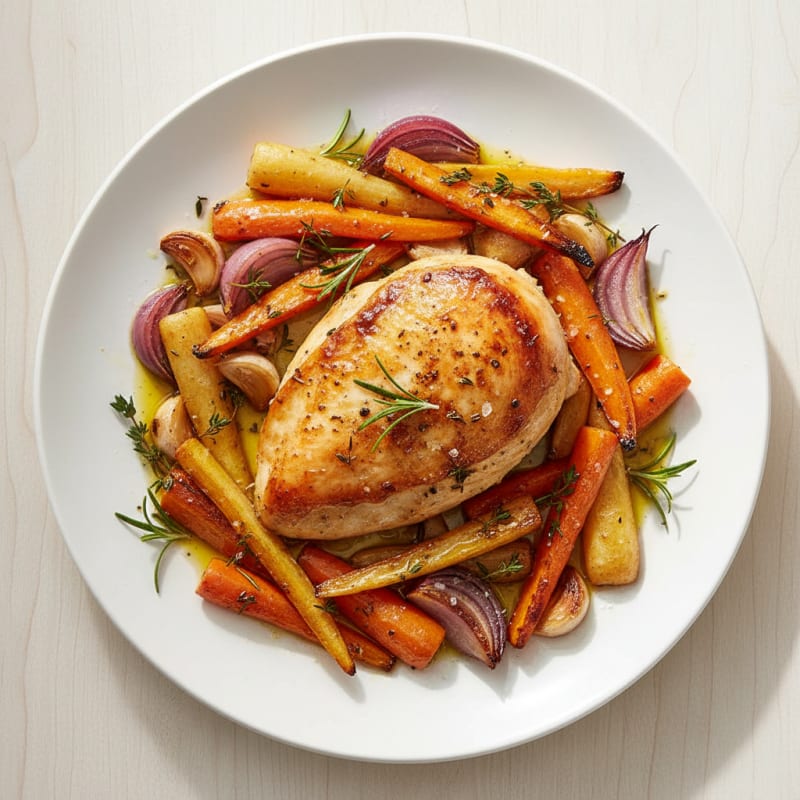 Garlic Herb Roasted Chicken with Root Vegetables