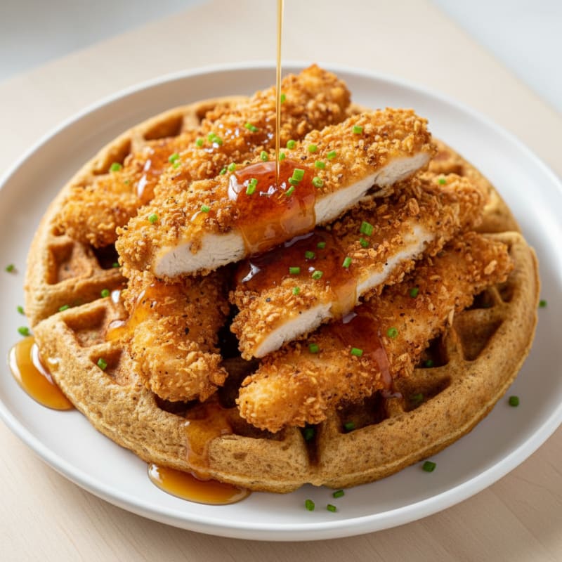 Golden Crispy Chicken and Waffles