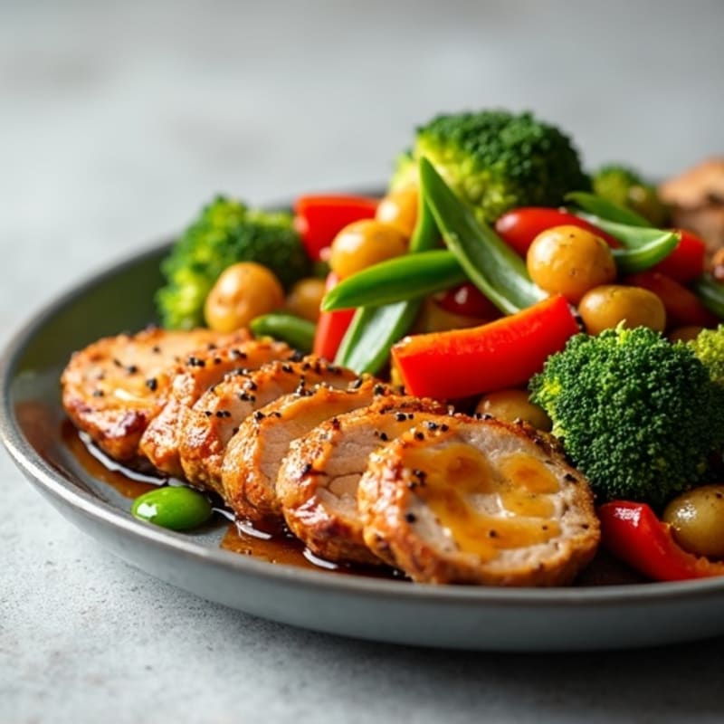 Honey-Garlic Glazed Pork Tenderloin with Sesame Vegetables