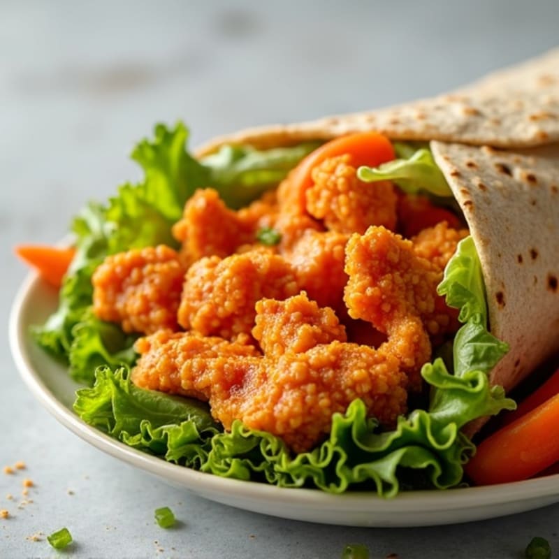 Crispy Buffalo Chicken Wrap with Crunchy Vegetables