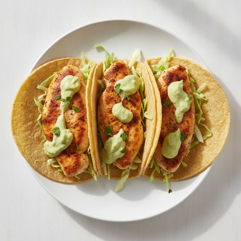 Chicken Tacos with Avocado Crema