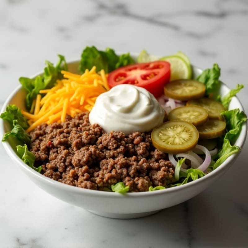 Healthy Lean Ground Beef Big Mac Bowl