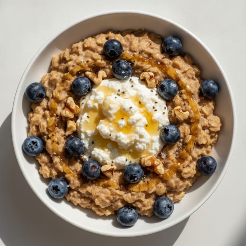 Blueberry Cottage Cheese Oatmeal Bowl