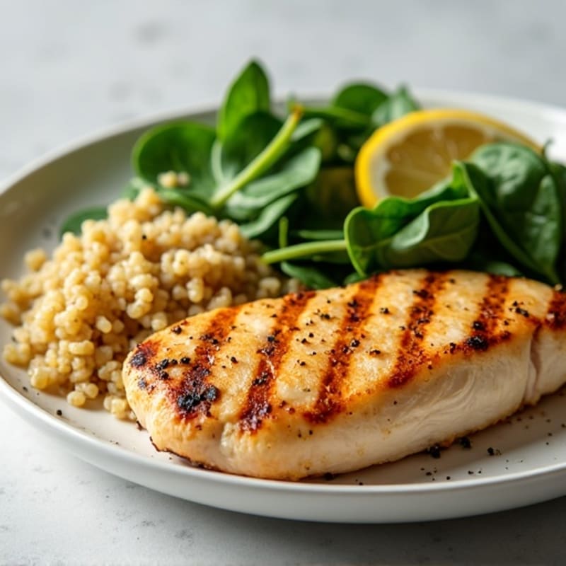 Grilled Chicken Breast with Spinach Quinoa Salad