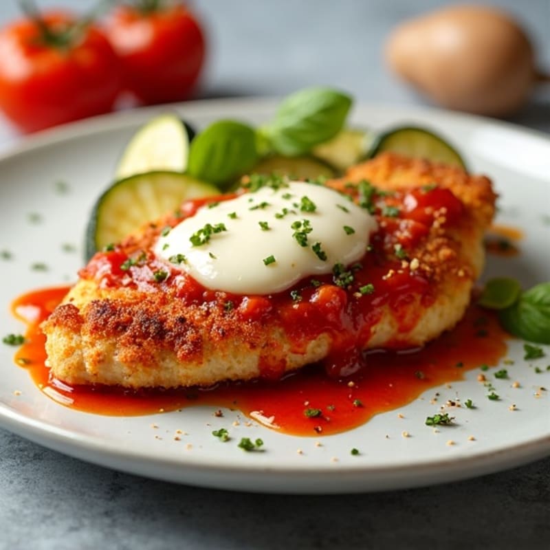 Healthy Crispy Chicken Parmesan with Roasted Vegetables
