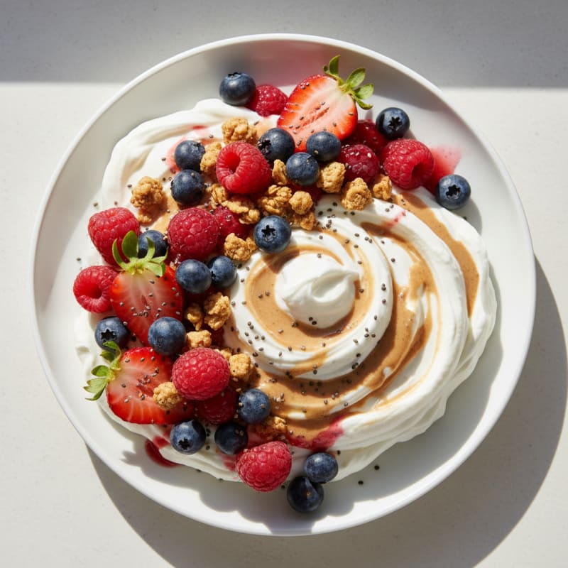 Greek Yogurt Protein Mousse with Mixed Berries