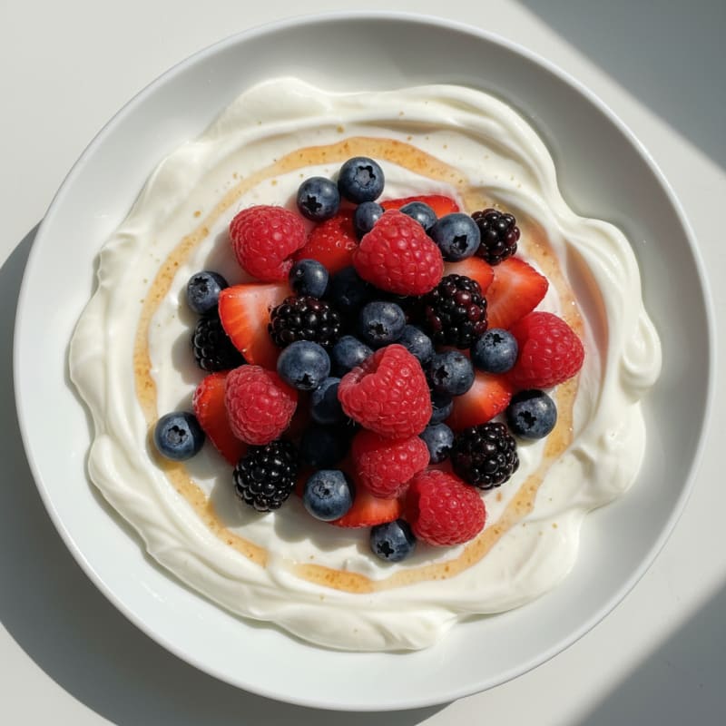 Silky Greek Yogurt with Mixed Berries and Protein Powder