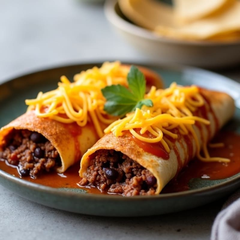 Black Bean and Grass-Fed Beef Enchiladas with Melted Cheese