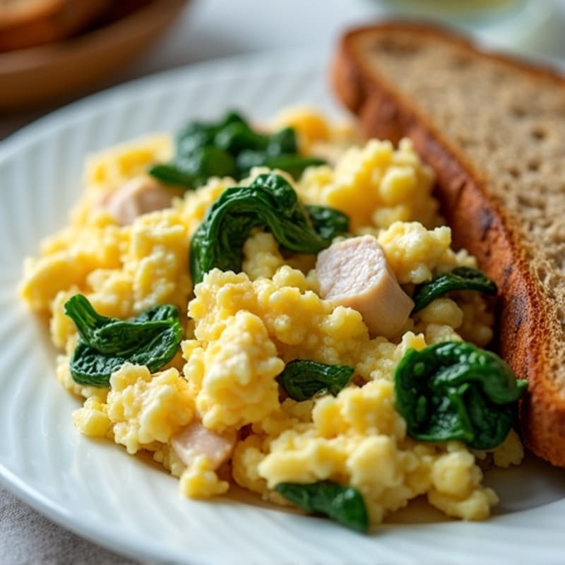 Egg White Scramble with Turkey and Spinach
