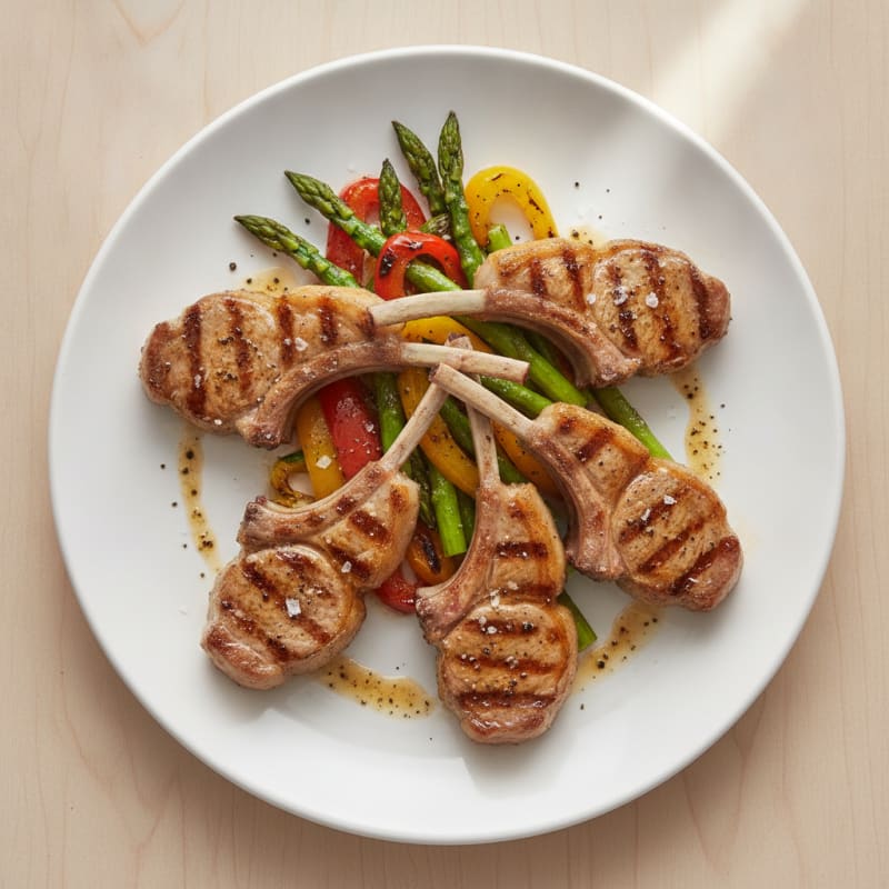 Herb-Marinated Grilled Lamb Chops with Roasted Vegetables