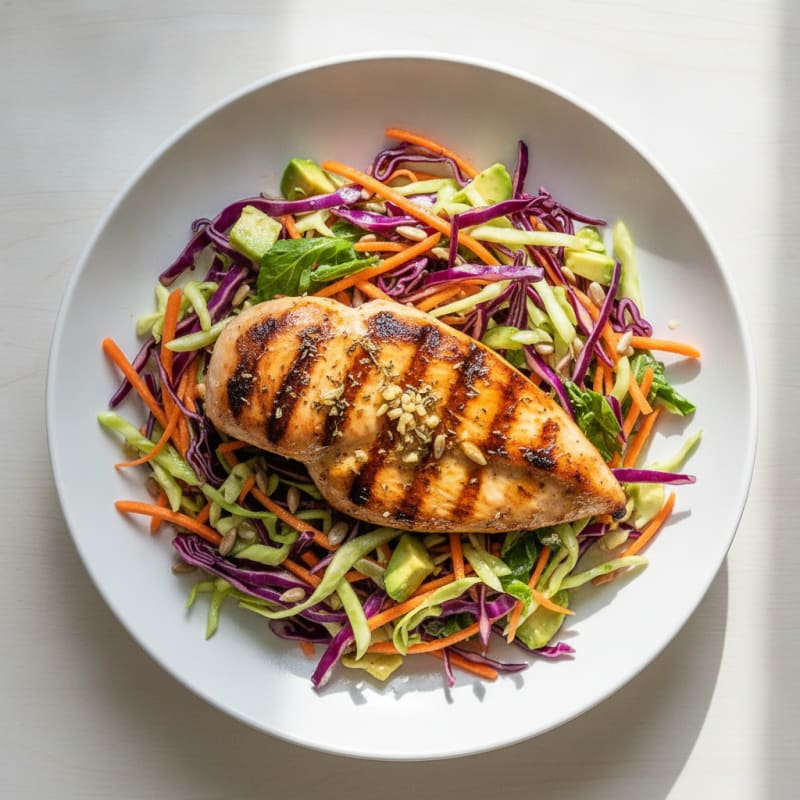 Grilled Chicken Breast with Crunchy Vegetable Slaw