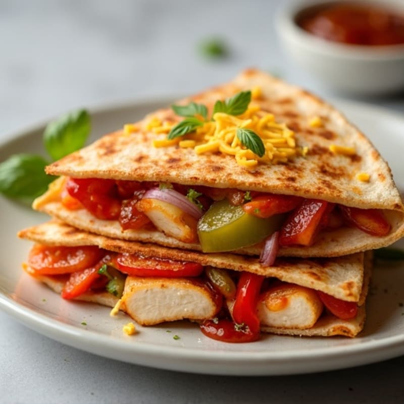 Crispy BBQ Chicken and Vegetable Quesadilla