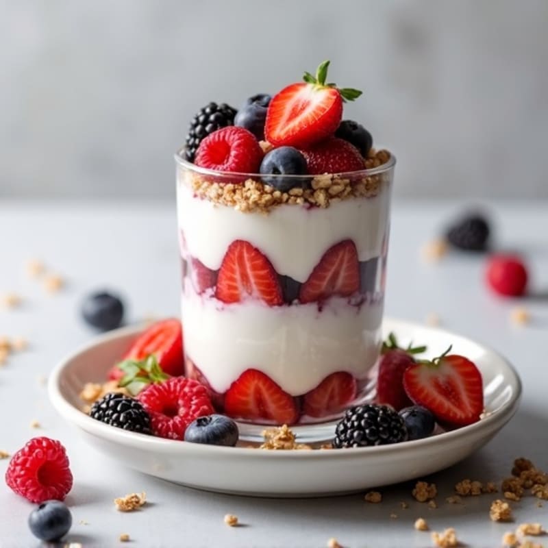 Greek Yogurt Protein Parfait with Mixed Berries