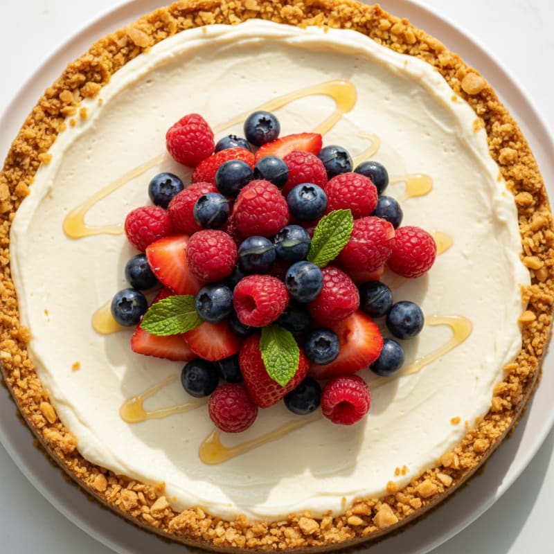 Greek Yogurt Protein Cheesecake with Fresh Berries