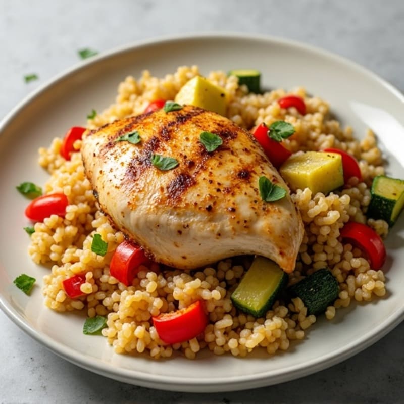Chicken and Fresh Vegetable Brown Rice Skillet