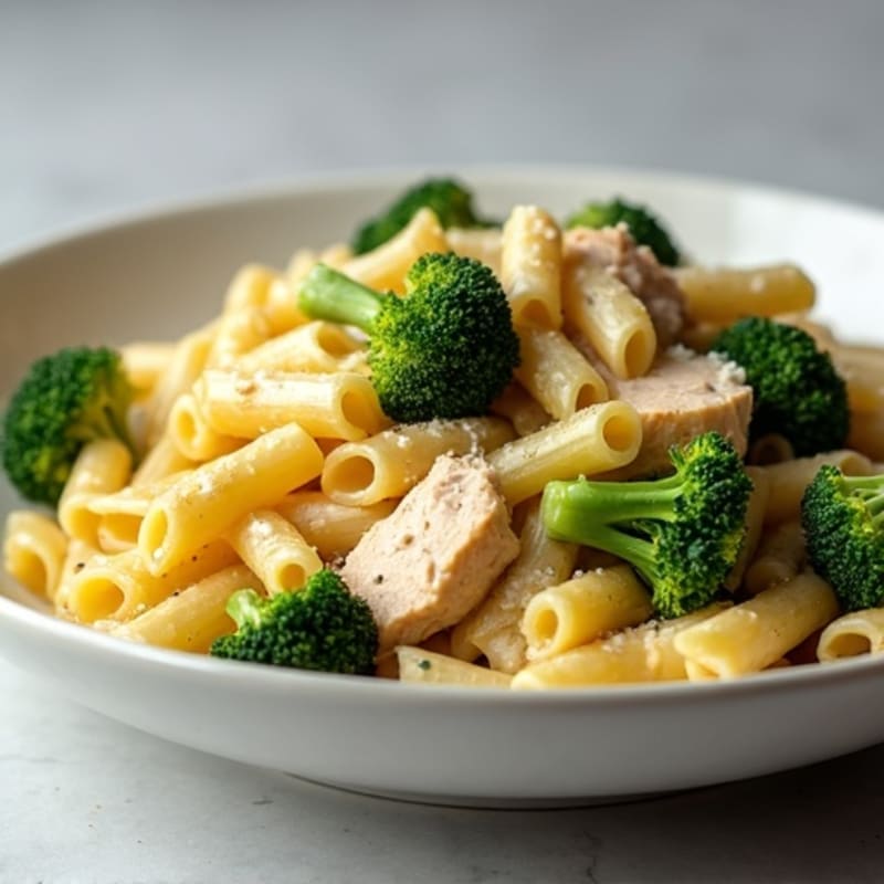Creamy Parmesan Chicken Pasta with Roasted Broccoli