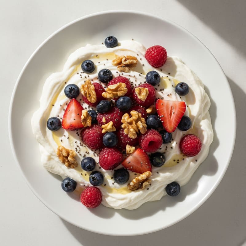 Greek Yogurt Protein Mousse with Mixed Berries