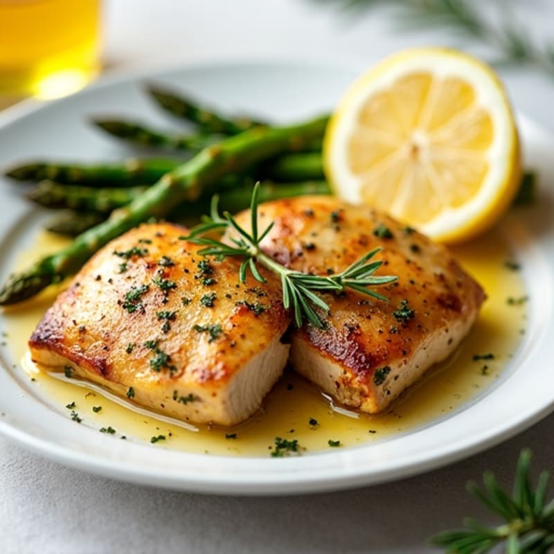 Lemon Herb Roasted Chicken with Crispy Asparagus