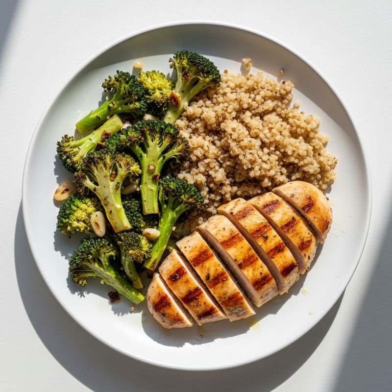 Grilled Chicken Breast with Roasted Broccoli and Quinoa