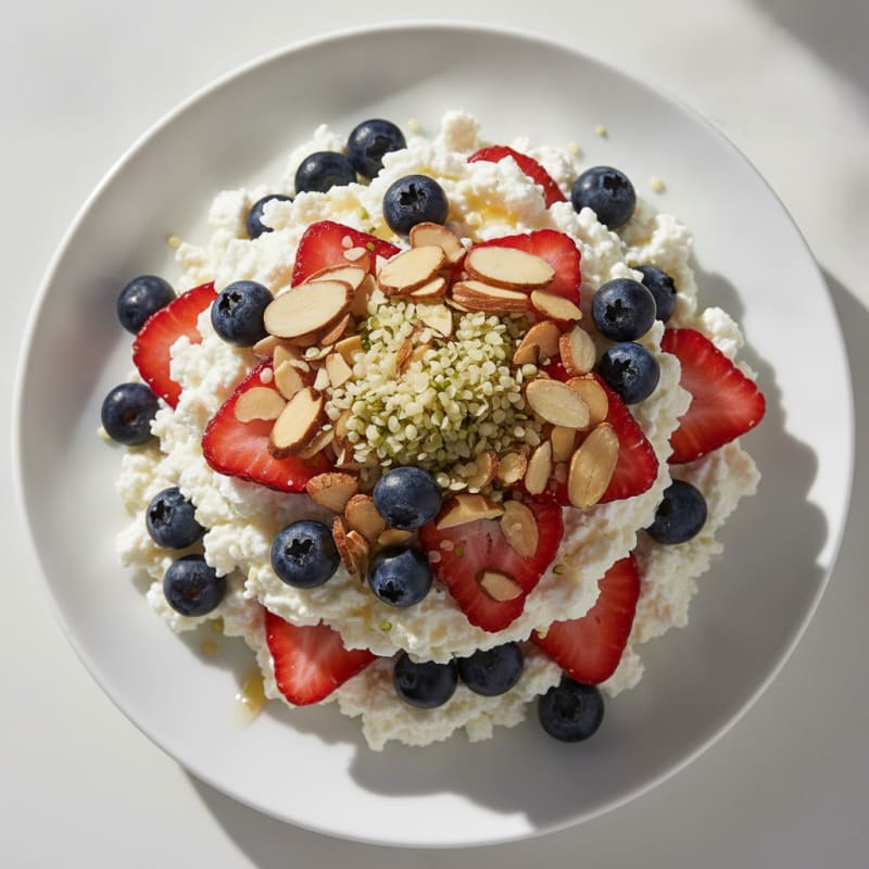 Cottage Cheese and Berry Protein Parfait with Almonds