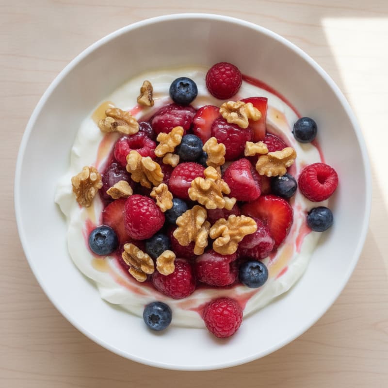 Creamy Greek Yogurt Bowl with Mixed Berries and Protein Powder