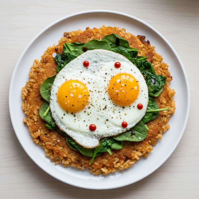 Golden Crispy Rice with Fried Egg