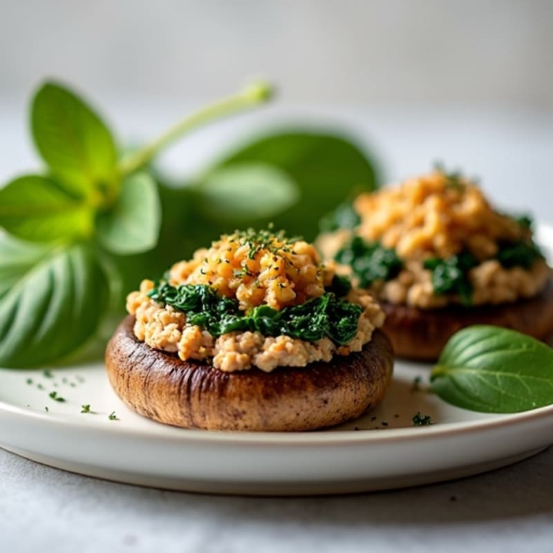 Healthy Stuffed Portobello Mushrooms with Lean Ground Turkey and Spinach