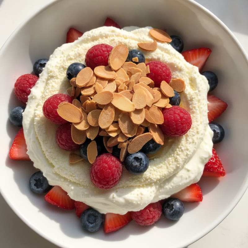 Greek Yogurt Protein Parfait with Mixed Berries and Almonds