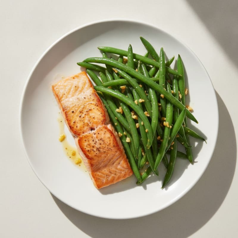 Seared Salmon with Garlic Green Beans