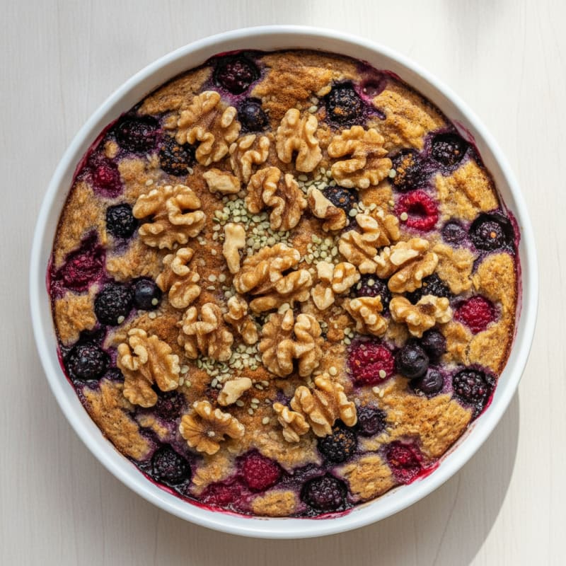 Baked Berry Oatmeal with Toasted Nuts