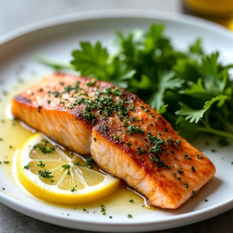 Herb-Crusted Pan Seared Salmon with Lemon