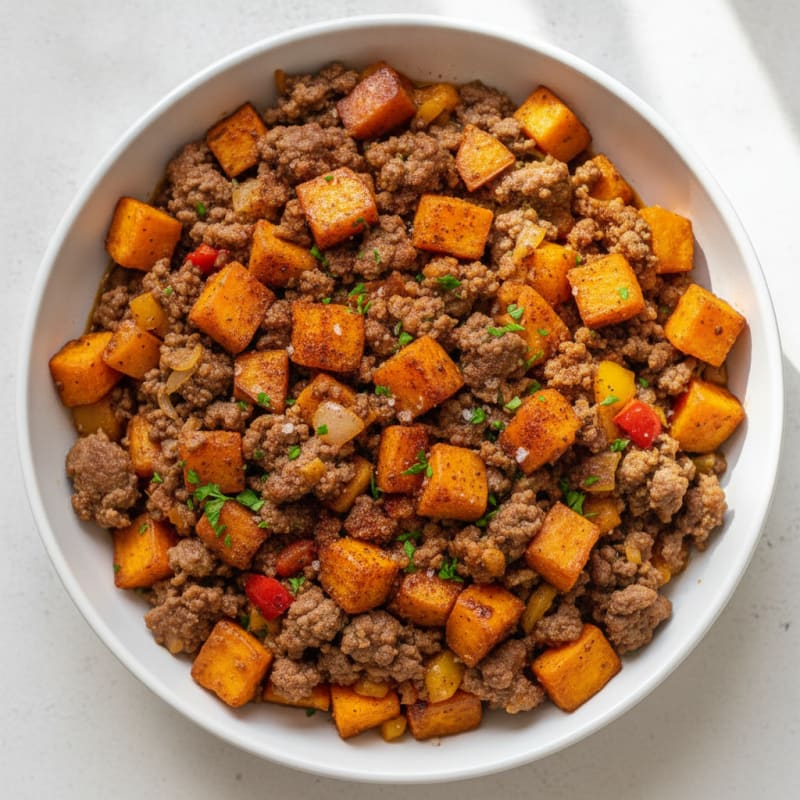 Ground Beef and Sweet Potato Skillet