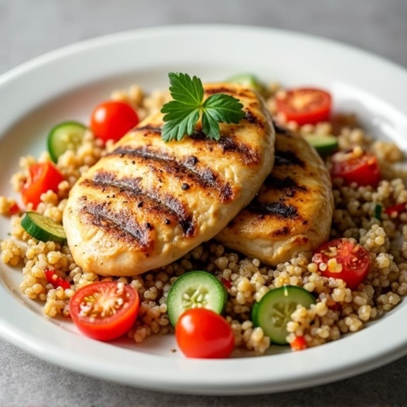 Grilled Chicken Breast with Crunchy Quinoa Salad