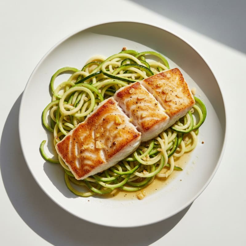 Seared Cod Filet with Zucchini Noodles
