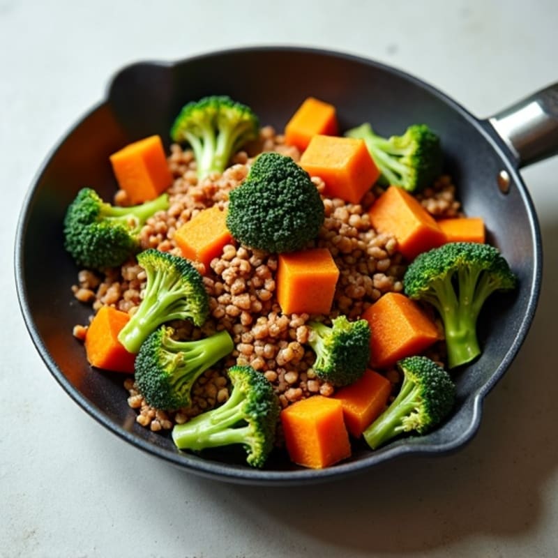 Crispy Ground Turkey and Sweet Potato Broccoli Skillet