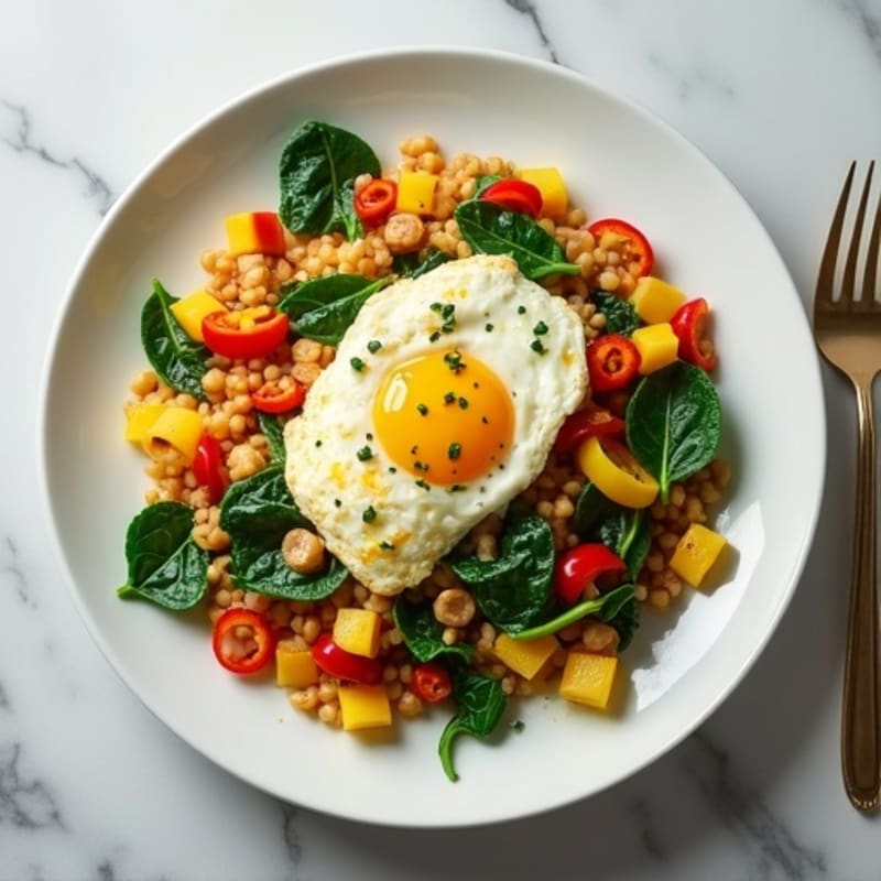Egg White Veggie Scramble with Cottage Cheese and Spinach