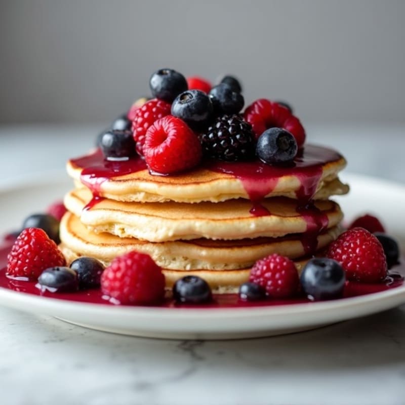 Fluffy Protein Pancakes with Berry Compote
