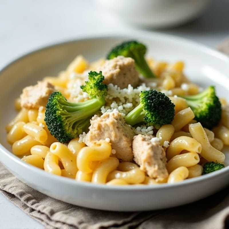 Healthy Creamy Baked Macaroni with Chicken and Broccoli