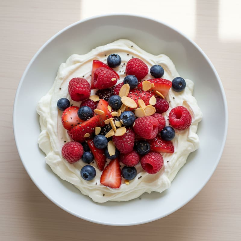 Creamy Greek Yogurt Protein Pudding with Mixed Berries