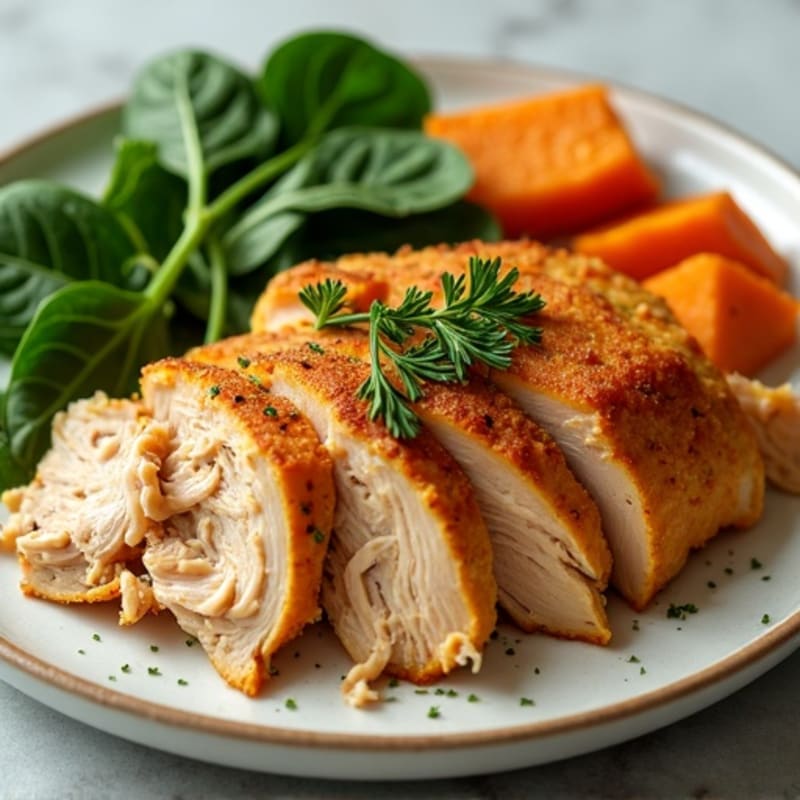 Slow Cooker Shredded Chicken with Sweet Potatoes and Greens
