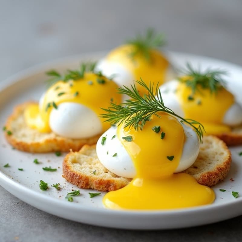Poached Eggs with Herbed Yogurt Hollandaise